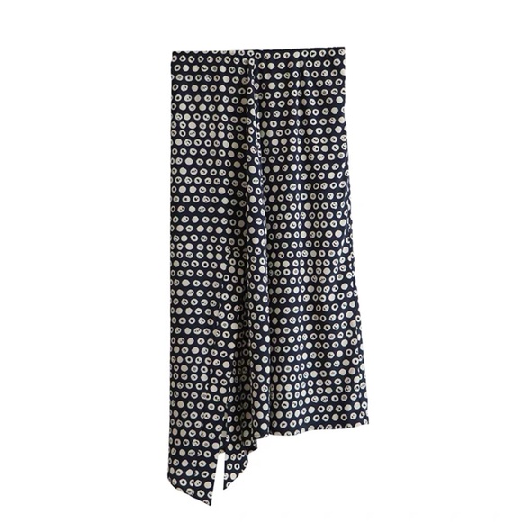 Silk Midi Skirt with Front Slit - Picture 1 of 15